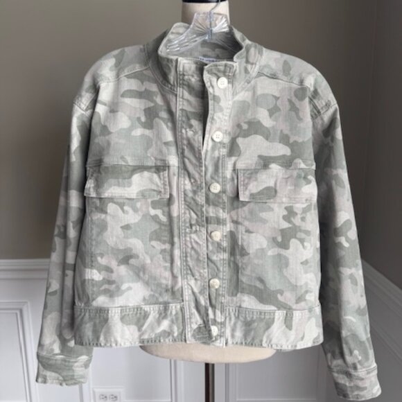 Anthropologie Muted Camo Denim Boyfriend Jacket - Picture 5 of 14